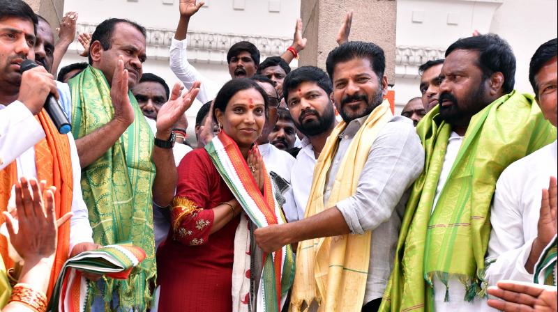 PJR’s daughter joins Congress, Revanth calls for strong women leadership in Hyderabad