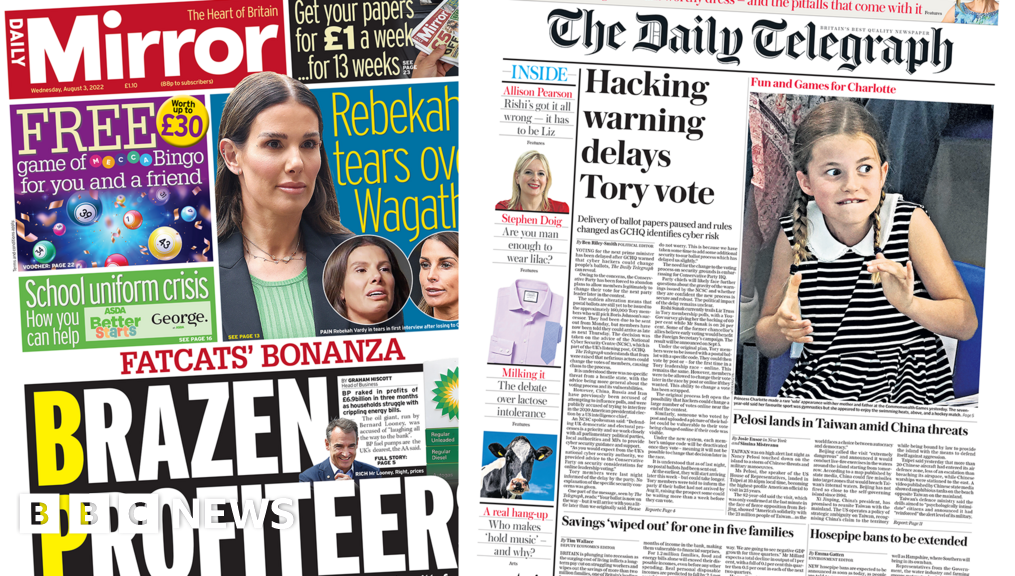The Papers: Outrage over oil profits and hack delay to PM vote